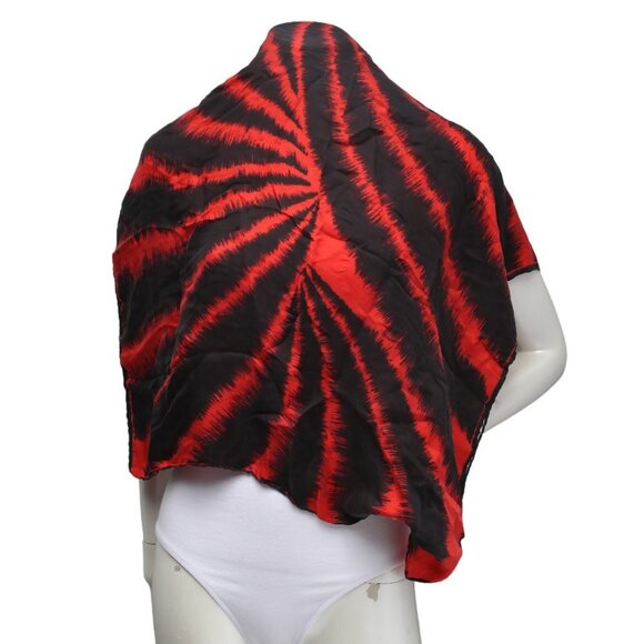 Zebra Stripe Silk Scarf Square Red Black Animal Print Neckerchief - Picture 2 of 6